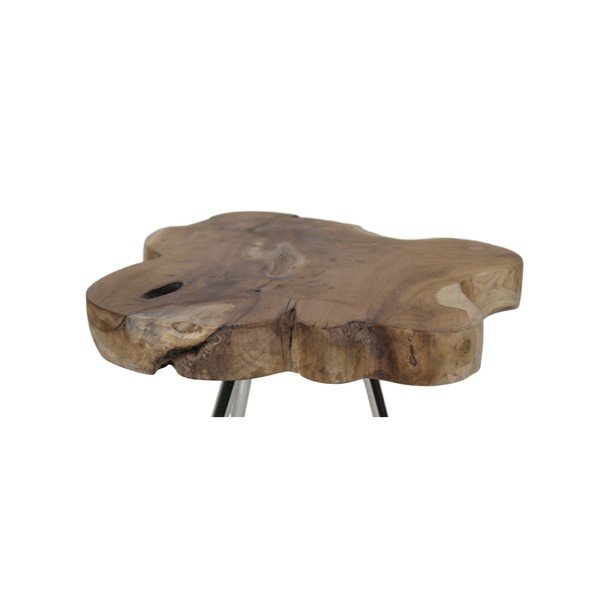 Pomoćni stolić s daskom od tikovine HSM kolekcija Tribe, ⌀ 40 cm-image-1