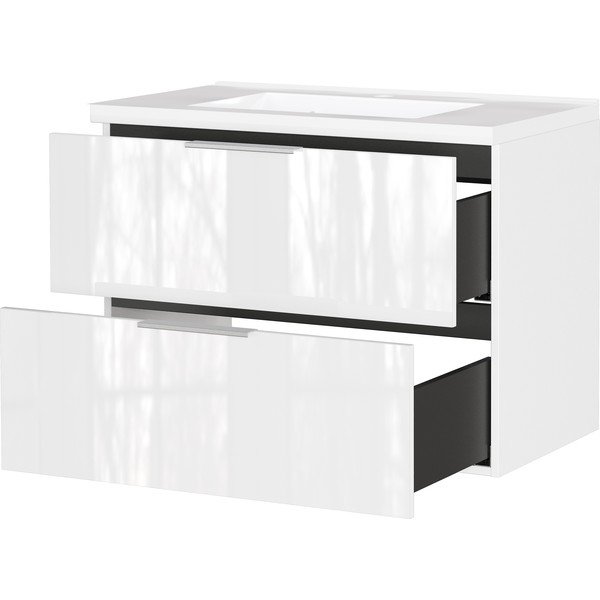 Bijeli zidni ormarić za ispod umivaonika u sjajnom dekoru 81x61 cm Celano – Germania-image-3