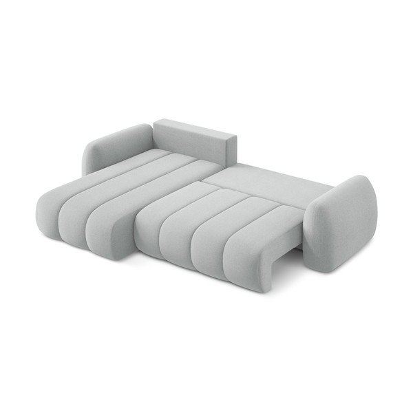 Svijetlo siva sklopiva/s prostorom za pohranu kutna garnitura od bouclé tkanine (s lijevim kutom/s ležaljkom) Pele – Makamii-image-4