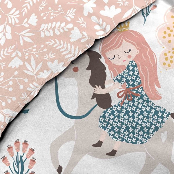 Bijela/ružičasta pamučna dječja posteljina za krevet za jednu osobu 140x200 cm Lilibelle – douceur d'intérieur-image-1