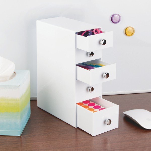 Bijeli ormar za odlaganje s ladicama InterDesign Drawers Tower, visina 25,5 cm-image-1