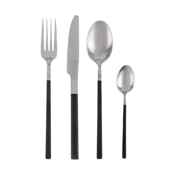 Crni/u srebrnoj boji pribor 24 kom od nehrđajućeg čelika Skandi – Orion