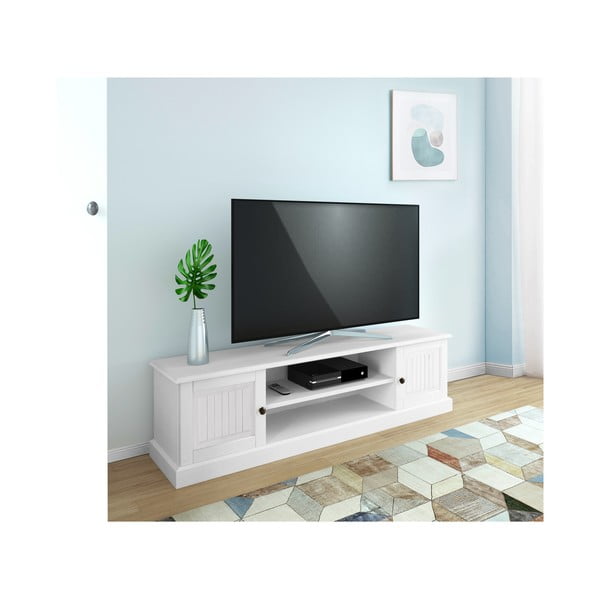 Bijela TV komoda od masivnog bora 45x40 cm Mille – Støraa-image-1