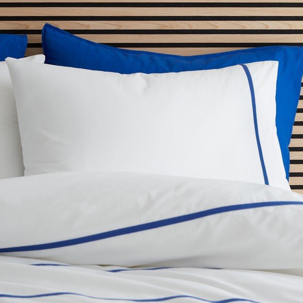 Bijela/plava pamučna posteljina za krevet za jednu osobu 135x200 cm Herringbone Trim Stripe – Content by Terence Conran-image-2