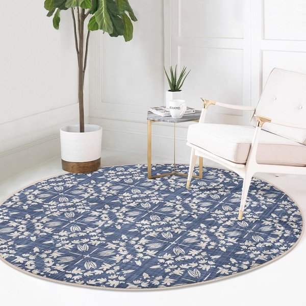 Plavi periv/pogodan za robotski usisavač okrugli tepih ø 100 cm Comfort – Mila Home-image-2