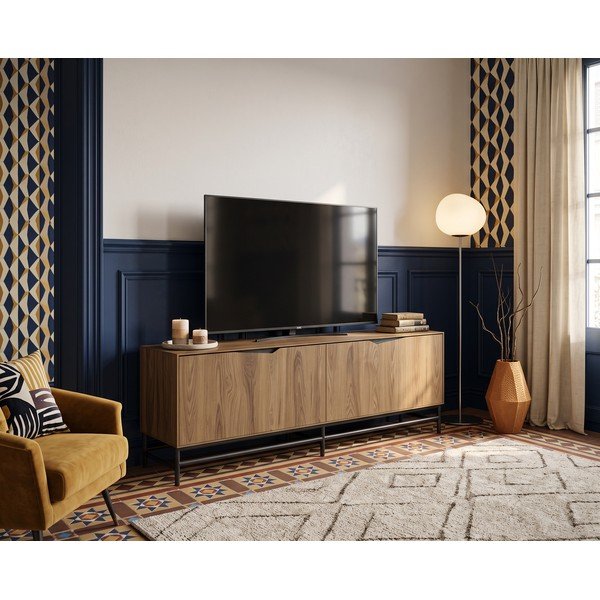 Crna/u prirodnoj boji TV komoda u dekoru hrasta 150x61x35 cm Aiden – Marckeric-image-1