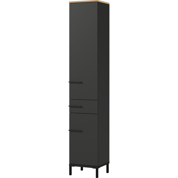 Tamno sivi visoki kupaonski ormarić u dekoru hrasta 34x34 cm Yonkers - Germania-image-2