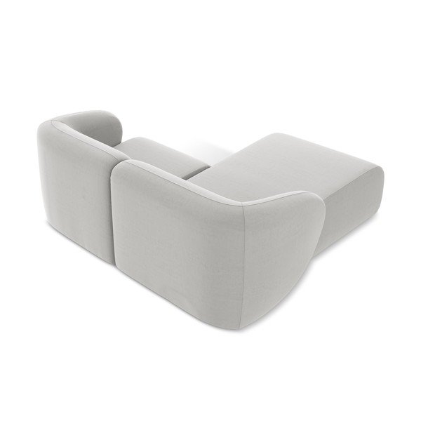 Svijetlo siva baršunasti kutna garnitura (s lijevim kutom/s ležaljkom) Lani – Makamii-image-3