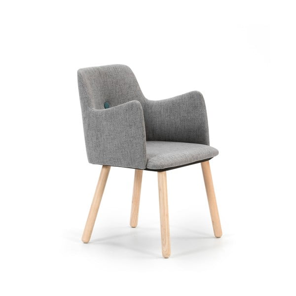 Sivi blagovaonski stolac s nogama od kaučukovca Marckeric Aruba