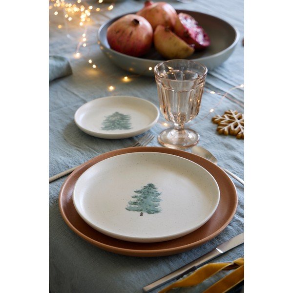 Krem desertni tanjuri u setu 4 kom s božićnim motivom od kamenine ø 22 cm Pacifica Christmas Tree – Casafina-image-3