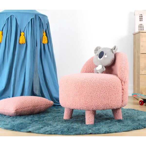 Svijetlo ružičasta dječja fotelja od bouclé tkanine Moouv – Artie-image-1