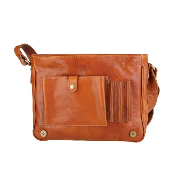 Konjak smeđa kožna torba Chicca Borse Norma-image-4