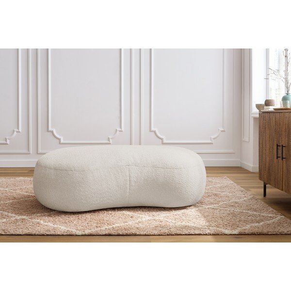 Bijeli tabure za noge od bouclé tkanine Saint-Germain – Bobochic Paris-image-1