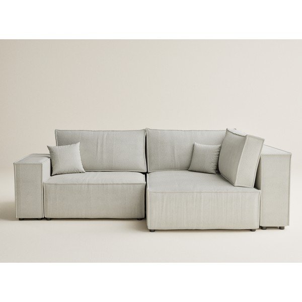 Krem sklopiva/s prostorom za odlaganje kutna garnitura od samta (s desnim kutom/u obliku slova L) Tonga – Maison de Rêve-image-2