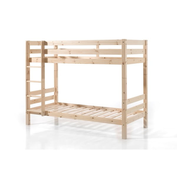 Dječji krevet od masivnog bora na kat s prostorom za odlaganje 90x200 cm u prirodnoj boji PINO – Vipack-image-2