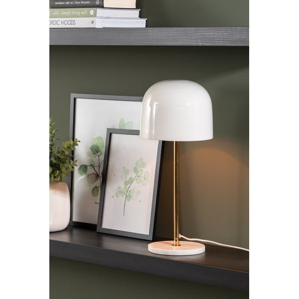 Bijela stolna lampa s metalnim sjenilom (visina 50 cm) Manta – Leitmotiv-image-1