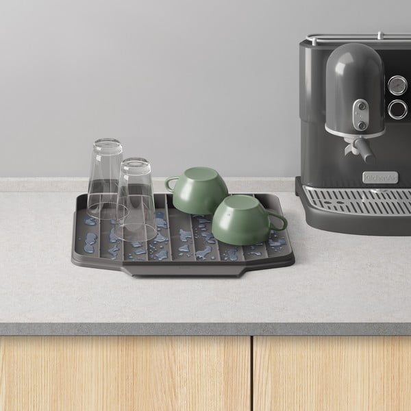 Siva plastična podloga za ocjeđivanje posuđa 40x33 cm Gravity – Metaltex-image-3