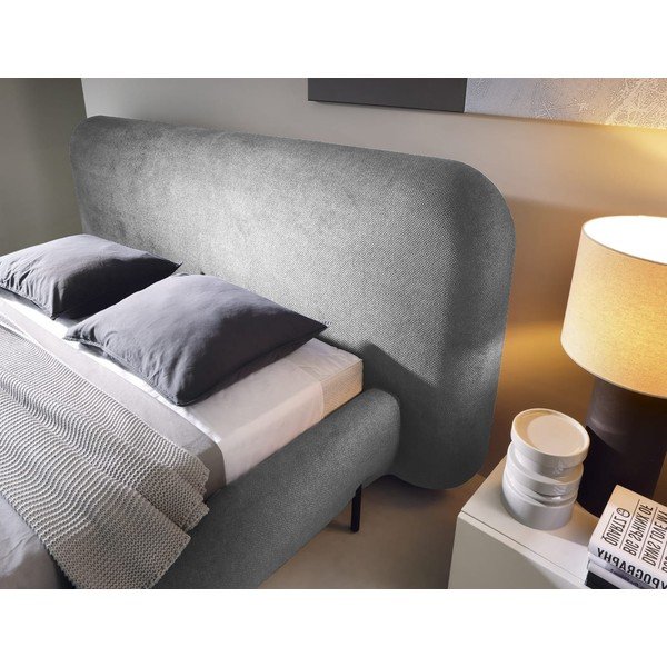 Sivi tapecirani bračni krevet s prostorom za odlaganje s podnicom 140x200 cm Pointt – ELTAP-image-3