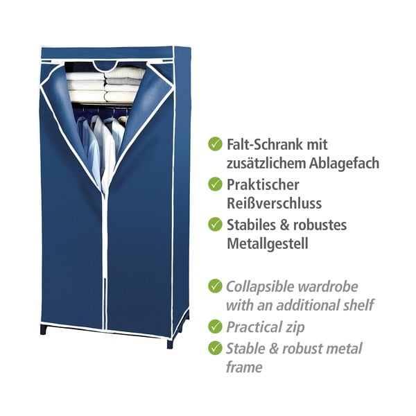 Plavi platneni ormar za pohranu Wenko, 160 x 50 x 75 cm-image-3