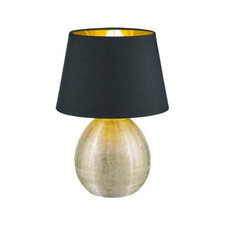 Crna stolna svjetiljka od keramike i tkanine Trio Luxor, visina 35 cm