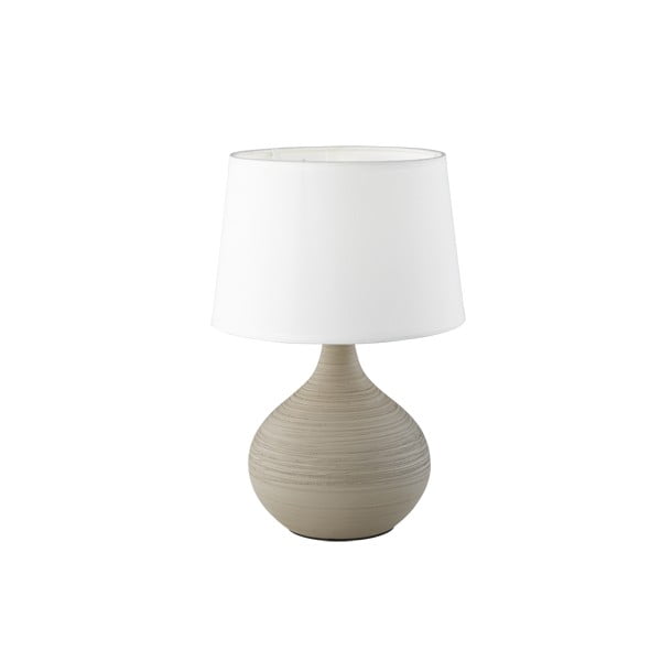 Bijelo-smeđa stolna svjetiljka od keramike i tkanine Trio Martin, visina 29 cm