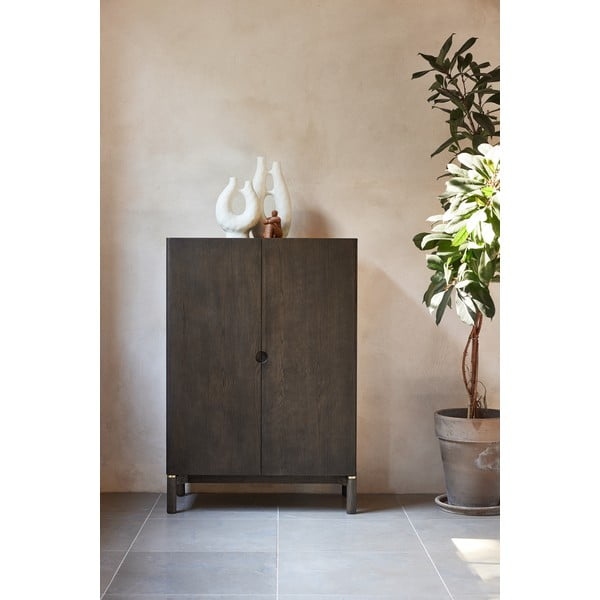 Tamno smeđi ormarić u dekoru hrasta 90x130 cm Arun – Unique Furniture-image-2