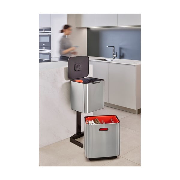 Željezna kanta za smeće za odvojeni otpad u srebrnoj boji 60 l Totem Max – Joseph Joseph-image-1