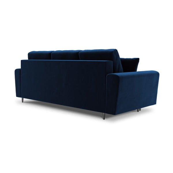 Plava baršunasti sklopiva/s prostorom za odlaganje sofa 235 cm Kyoto – Cosmopolitan Design-image-3