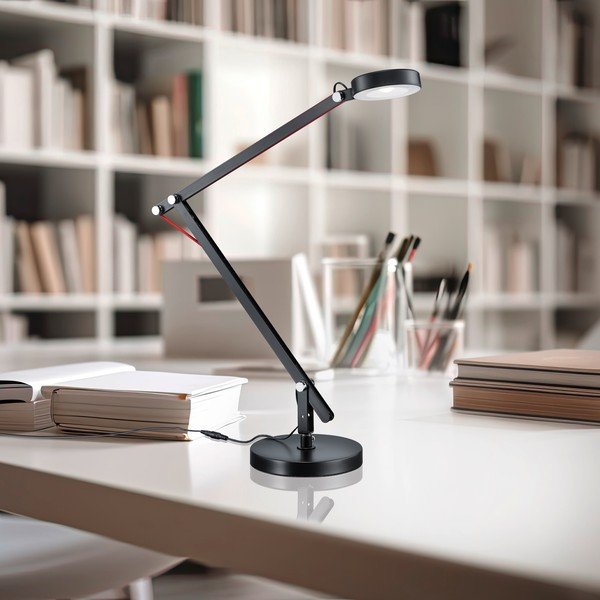 Crna LED stolna lampa sa savitljivom konstrukcijom (visina 90 cm) Amsterdam – Trio-image-3