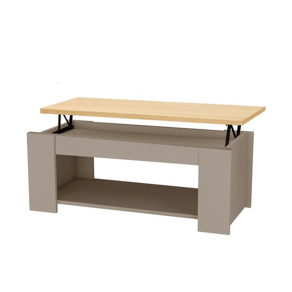 Sivi/u prirodnoj boji stolić za kavu s pločom stola u dekoru hrasta 105x47 cm Emerald – Støraa-image-2