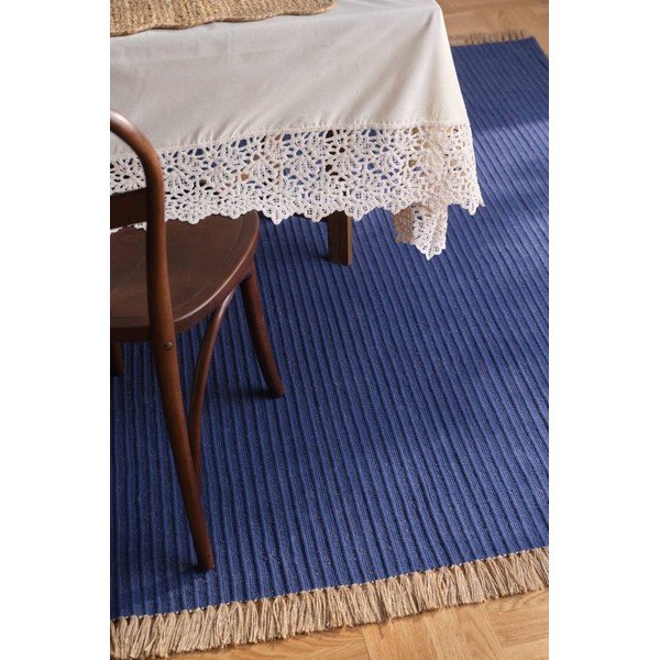 Plavi ručno rađen tepih od mješavine pamuka 200x300 cm Channa – Jotex-image-1