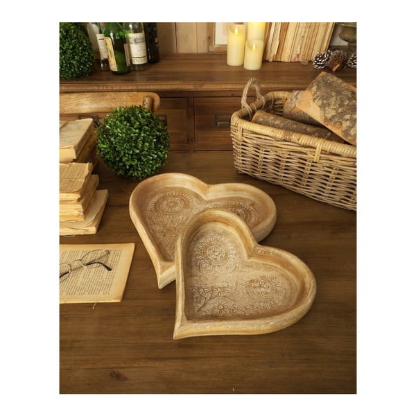 Set od 2 pladnja za posluživanje od drveta manga Orchidea Milano Hearts Mango Wood