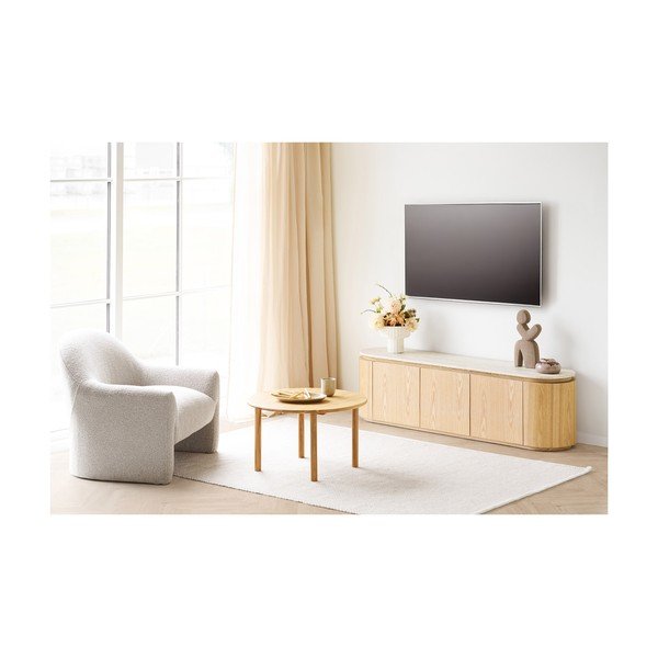 Krem/u prirodnoj boji TV komoda s kamenom pločom stola 160x45x40 cm Larvik – House Nordic-image-3