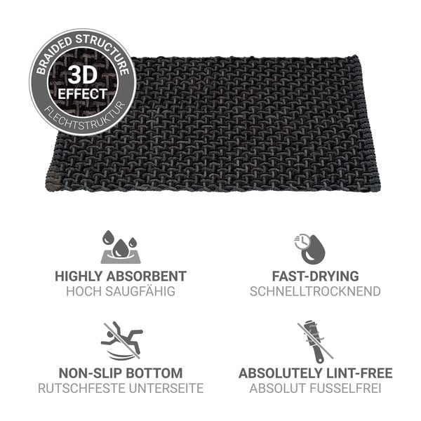 Antracitno siva tekstilna kupaonska prostirka 50x80 cm Ecoli – Wenko-image-4