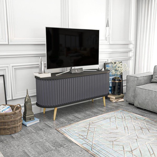 Crna/antracitno siva TV komoda 140x64 cm Stor – Kalune Design-image-1
