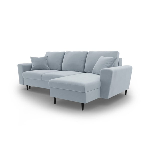 Svijetlo plava baršunasti sklopiva/s prostorom za odlaganje kutna garnitura Kyoto – Cosmopolitan Design-image-4