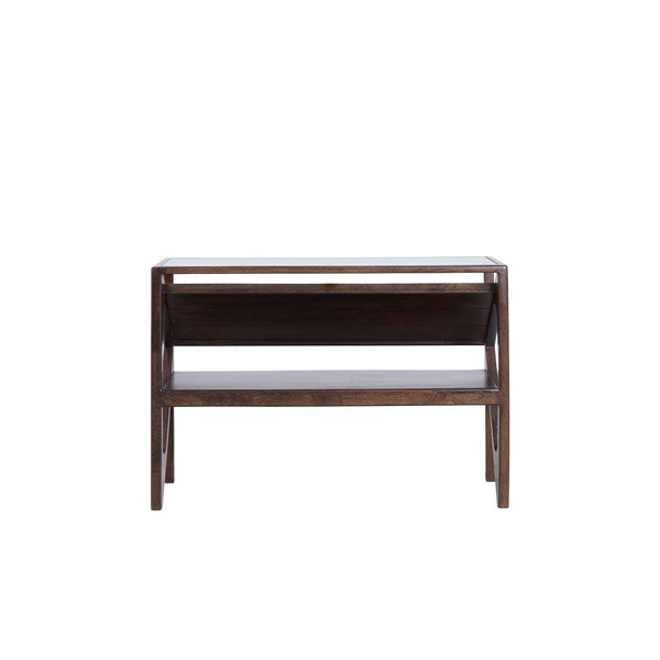 Pomoćni stol sa staklenom pločom stola u tamnoj prirodnoj boji 41x119 cm Yuki – Light & Living-image-4