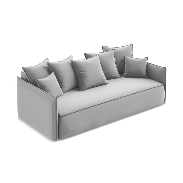 Svijetlo siva baršunasti sklopiva/s prostorom za odlaganje sofa 225 cm Hula – Makamii-image-2