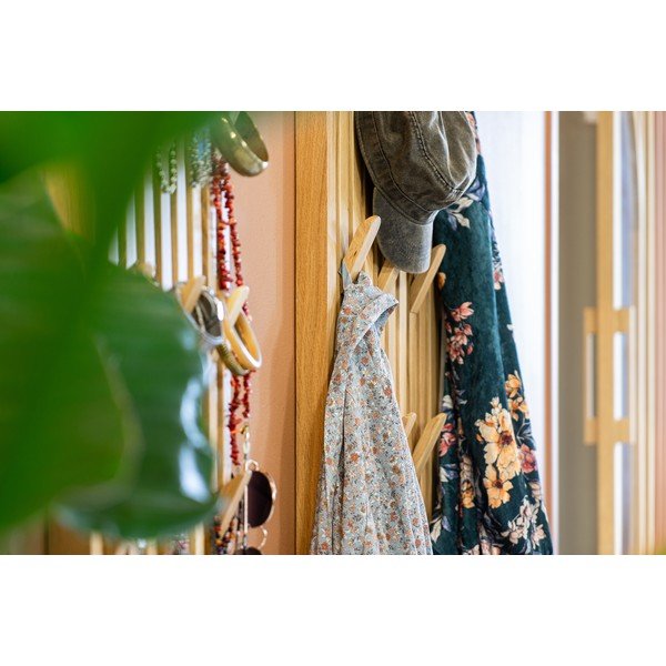Ploča za vješanje garderobe od punog hrasta u prirodnoj boji 46x100x8 cm Parco – Spinder Design-image-4