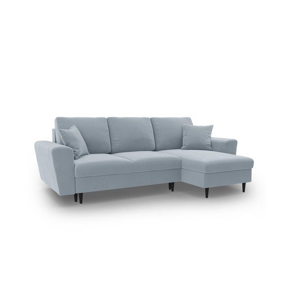 Svijetlo plava baršunasti sklopiva/s prostorom za odlaganje kutna garnitura Kyoto – Cosmopolitan Design-image-1