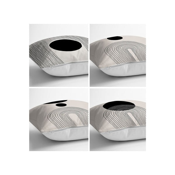 Crno-bež jastučnice u setu 4 kom 43x43 cm - Minimalist Cushion Covers-image-1