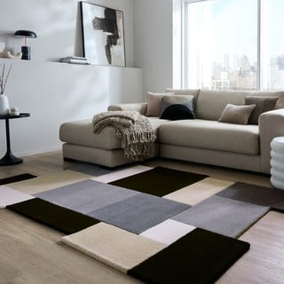 Crni/sivi ručno rađen vunen tepih 120x180 cm Collage Monochrome – Flair Rugs