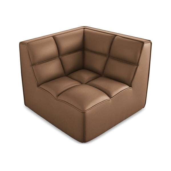 Smeđa modularna sjedeća garnitura od imitacije kože Kalai – Makamii-image-1