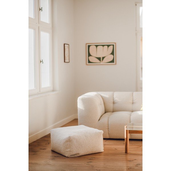 Bež tabure od bouclé tkanine Keno – noo.ma-image-1