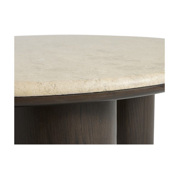 Okrugao stolić za kavu s mramornom pločom u tamnoj prirodnoj boji ø 90 cm Piazze – Unique Furniture-image-2