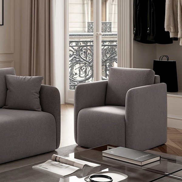 Siva baršunasti fotelja Chaum – Rodier-image-3