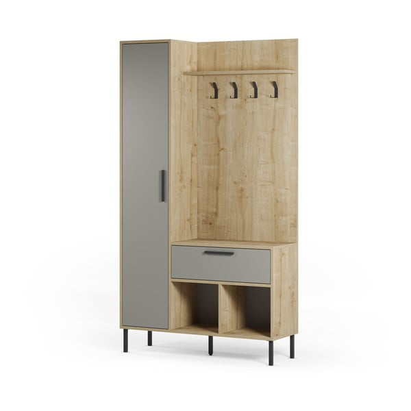 Zeleni/u prirodnoj boji set za hodnik u dekoru hrasta 108x195x35 cm Heidy – Marckeric-image-3