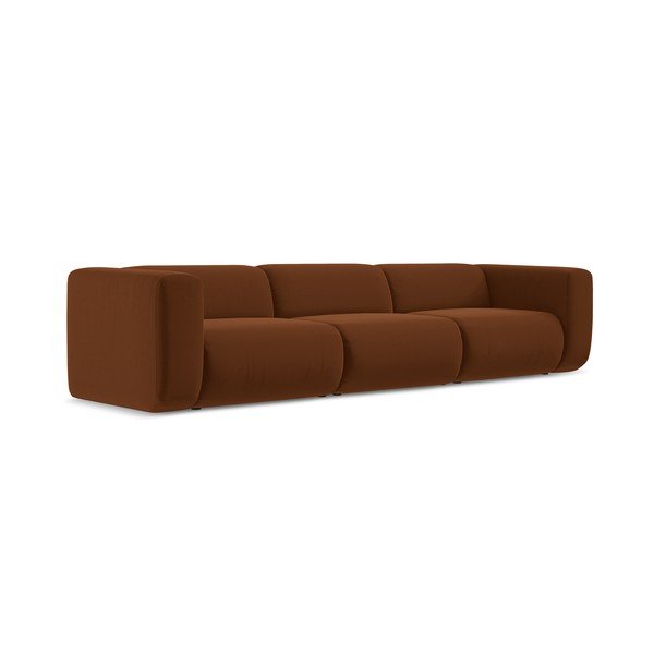 Narančasta/smeđa baršunasti sofa 319 cm Ekahi – Makamii-image-2