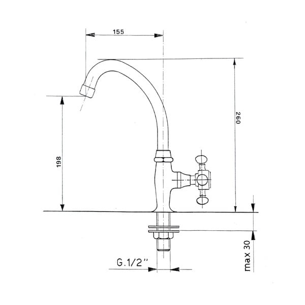 Stojeći ventil za umivaonik u sjajno srebrnoj boji Antea – Sapho-image-1