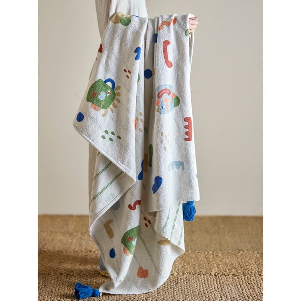 Krem deka za bebe od recikliranog pamuka 130x160 cm Sylvie – Bloomingville Mini-image-1